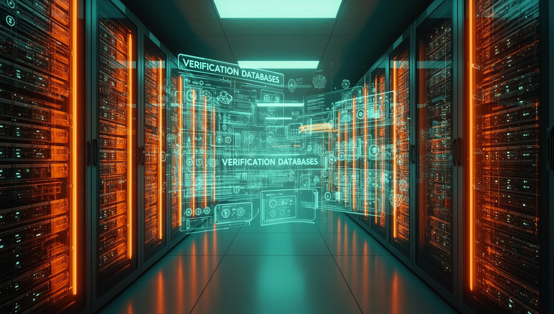 Data center with verification databases and holographic displays - data credibility