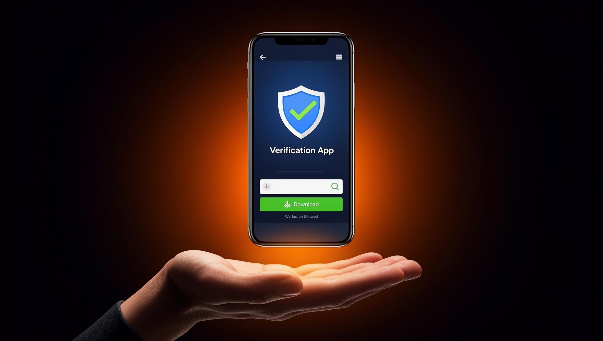 Smartphone showing verification app download screen