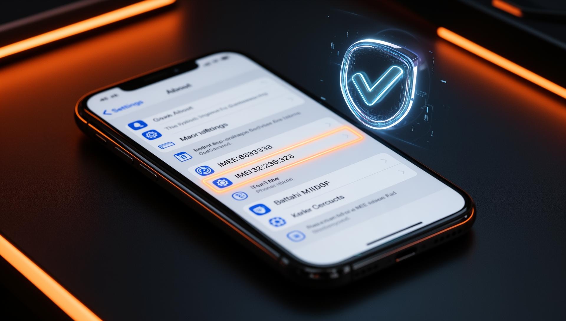 iPhone showing IMEI settings with verification shield - complete IMEI guide